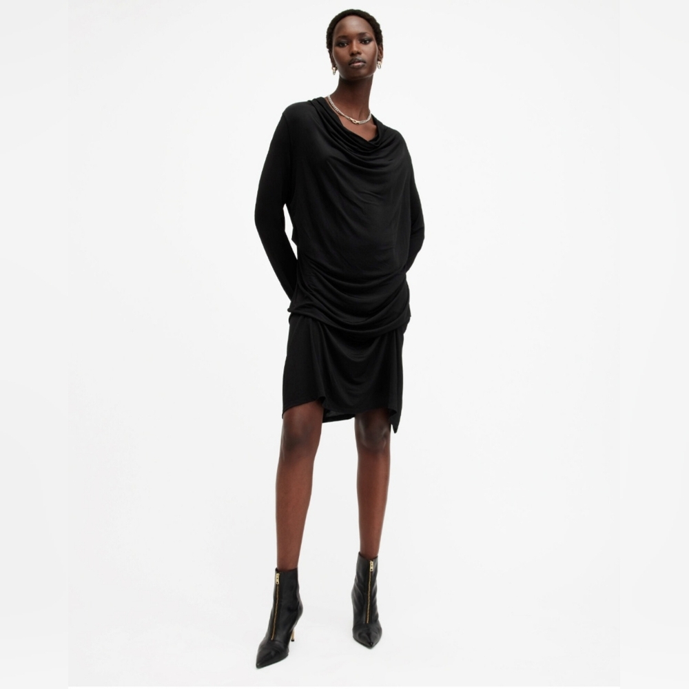 All Saints Amei Cowl Neck Draped dress